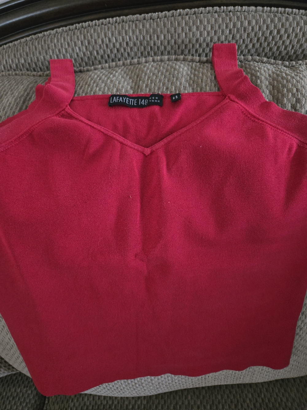 Lafayette 148 New York Bright Red V-Neck Knit Tank